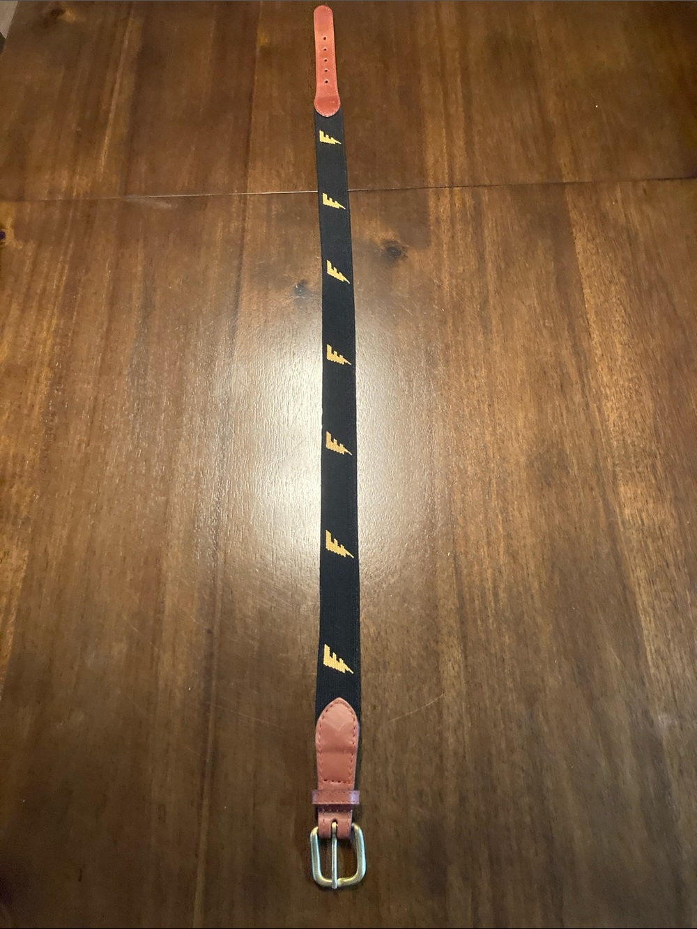 Smathers & Brandon handstiched Black & Brown Men's Belt with Yellow Accent